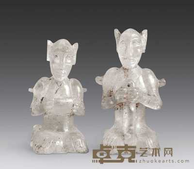 辽代 水晶双寿人 高9cm；高8.5cm